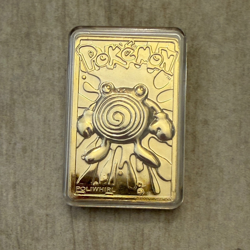 Pokémon Poliwhirl Gold Tone Collectible Card Bar